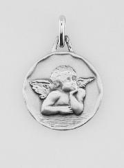 Médaille Ange-Gardien Protecteur en Argent Massif - 16 mm