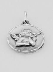 Médaille Ange-Gardien Protecteur en Argent Massif - 16 mm