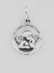 Médaille Ange-Gardien Protecteur en Argent Massif - 14 mm