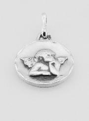 Médaille Ange-Gardien Protecteur en Argent Massif - 14 mm