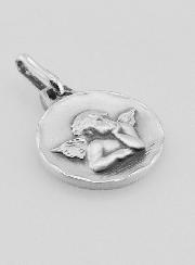 Médaille Ange-Gardien Protecteur en Argent Massif - 14 mm