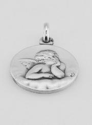 Médaille Ange-Gardien Protecteur en Argent Massif - 18 mm