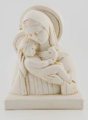 Statue Vierge à l'Enfant Jésus - Ton Ivoire - 15 cm