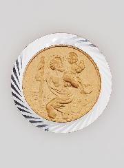 Plaque Auto Saint Christophe Argenté et Doré - 3.5 cm