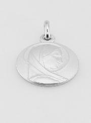 Médaille Profil Vierge Marie au Voile en Argent Massif - 18 mm