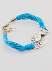 Bracelet Religieux Poisson Ichtus Métal Argenté - Multi cordons Bleus