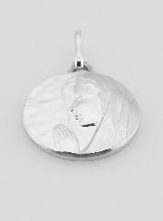 Médaille Vierge Marie au Voile en Prière - Argent Massif - 17 mm