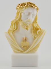 Statue Buste Sacré Coeur de Jésus-Christ Couronné d'épines en Albâtre