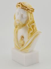 Statue Buste Sacré Coeur de Jésus-Christ Couronné d'épines en Albâtre