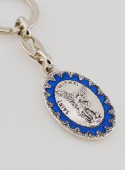 Porte-Clés de Saint Michel Archange - Métal Emaillé Bleu - 4 cm
