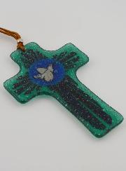 Croix en Verre Colombe de la Paix - 12 cm