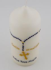 Cierge Religieux Modèle Chapelet - Gravure Prénom Peint à la Main