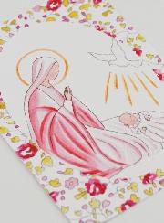 Carte de Baptême - Vierge Marie et Colombe de l'Esprit Saint - Rose