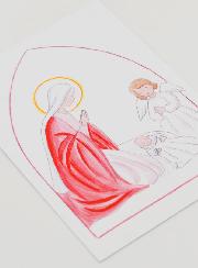 Carte de Baptême - Vierge Marie et Ange-Gardien - Blanc