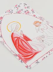 Carte de Baptême - Vierge Marie et Ange-Gardien - Roses