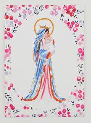 Carte de Baptême - Vierge Couronnée au Lys - Fuchsia