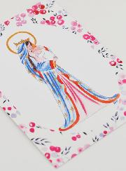 Carte de Baptême - Vierge Couronnée au Lys - Fuchsia