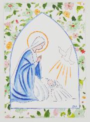 Carte de Baptême - Vierge Marie et Colombe de l'Esprit Saint