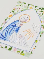 Carte de Baptême - Vierge Marie et Colombe de l'Esprit Saint