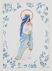 Carte de Baptême - Vierge Couronnée à l'Enfant Jésus