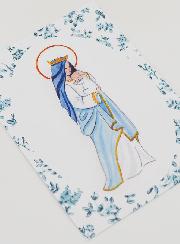 Carte de Baptême - Vierge Couronnée à l'Enfant Jésus