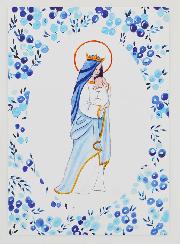 Carte de Baptême - Vierge Couronnée à l'Enfant Jésus