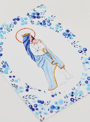Carte de Baptême - Vierge Couronnée à l'Enfant Jésus