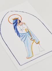 Carte de Baptême - Vierge Couronnée à l'Enfant Jésus - Blanc