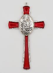 Croix de Lourdes Rouge 10 cm - Médaille des Apparitions