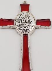 Croix de Lourdes Rouge 10 cm - Médaille des Apparitions