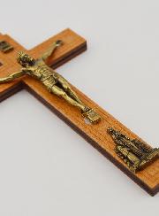 Crucifix en Bois avec Apparitions de Lourdes - Doré 12 cm