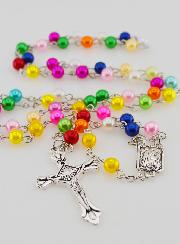 Chapelet en Perles Multicolor sur Chaîne Argenté - 60 cm