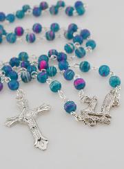 Chapelet de Lourdes en Perles Rouge et Bleu - 60 cm
