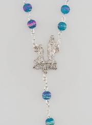 Chapelet de Lourdes en Perles Rouge et Bleu - 60 cm