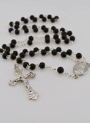 Chapelet Collier Mode en Perles Noires de Lourdes - 50 cm