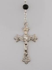 Chapelet Collier Mode en Perles Noires de Lourdes - 50 cm