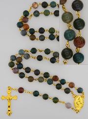 Chapelet Or en Perles d'Agate Véritable