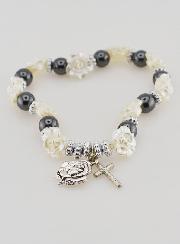 Bracelet Dizainier Perles Noires et Roses Nacrées
