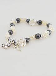 Bracelet Dizainier Perles Noires et Roses Nacrées