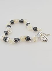 Bracelet Dizainier Perles Noires et Roses Nacrées