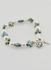 Bracelet Dizainier Perles et Croix en Nacre Verte