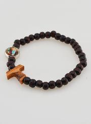 Bracelet Chapelet en Bois Croix de Tau
