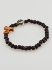 Bracelet Chapelet en Bois Croix de Tau