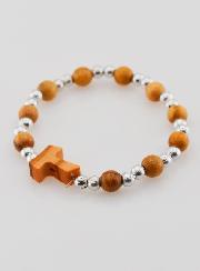 Bracelet Religieux Enfant Croix de Tau et Perles d'Argent