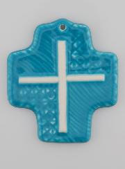 Croix en Céramique Bleue