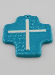 Croix en Céramique Bleue