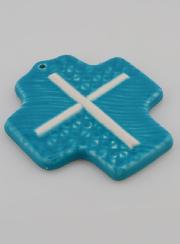 Croix en Céramique Bleue
