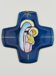 Croix Vierge à l'Enfant Jésus Carrée en Emaux