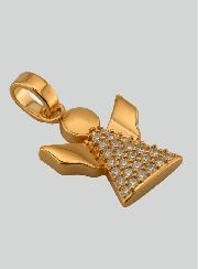 Pendentif Médaille de Baptême Ange-Gardien en Plaqué Or et Diamants