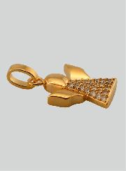 Pendentif Médaille de Baptême Ange-Gardien en Plaqué Or et Diamants